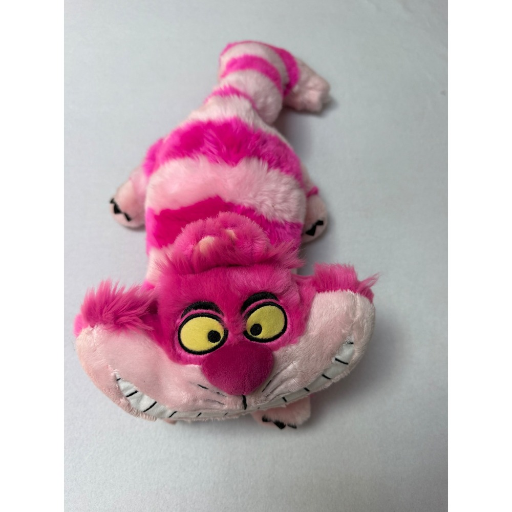 Disney Parks Alice in Wonderland Cheshire Cat Plush Pink Striped Stuffed Animal